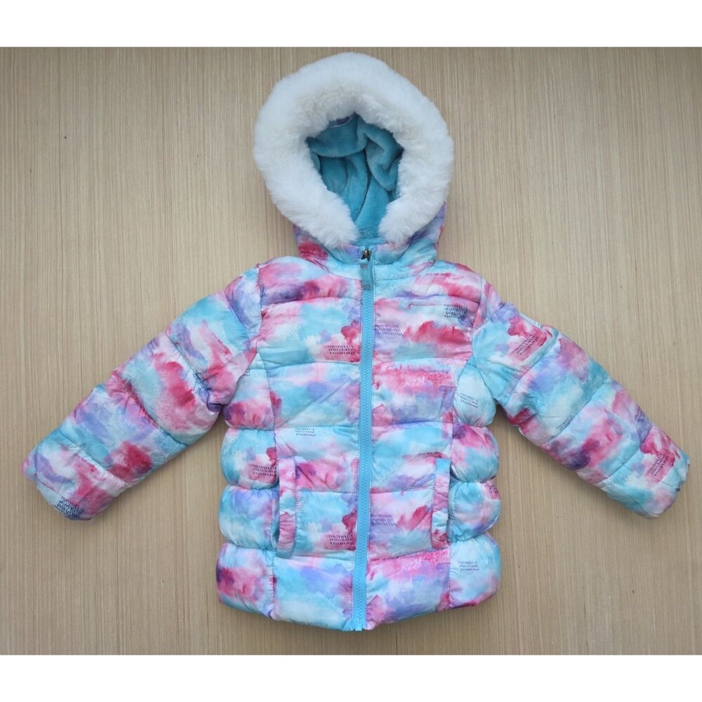 Snozu Kids Girl's Puffer Jacket Coat Removeable Faux Fur, Multicolor, Size 4t